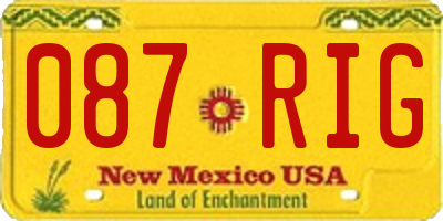 NM license plate 087RIG