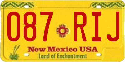 NM license plate 087RIJ