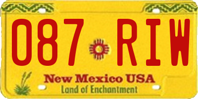 NM license plate 087RIW