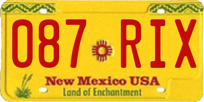 NM license plate 087RIX