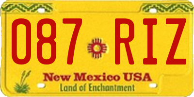 NM license plate 087RIZ