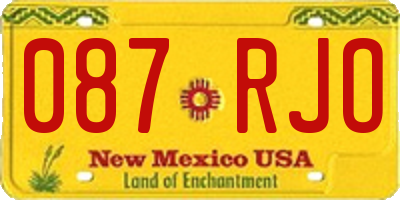 NM license plate 087RJO