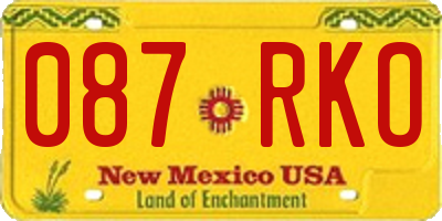 NM license plate 087RKO