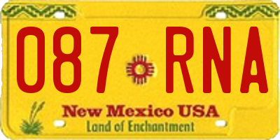 NM license plate 087RNA