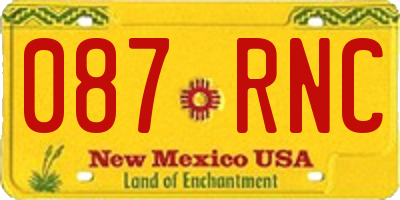 NM license plate 087RNC