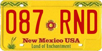 NM license plate 087RND