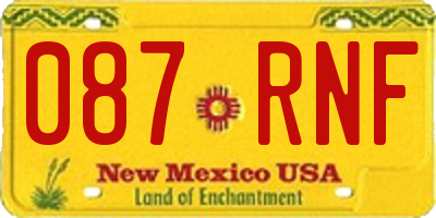 NM license plate 087RNF
