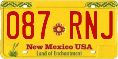 NM license plate 087RNJ