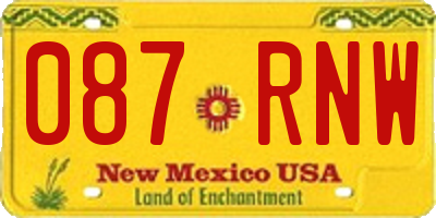 NM license plate 087RNW