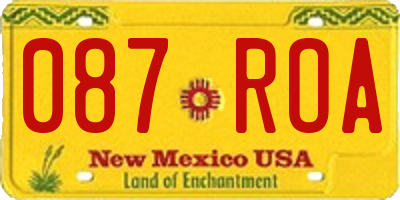 NM license plate 087ROA