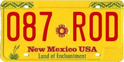 NM license plate 087ROD