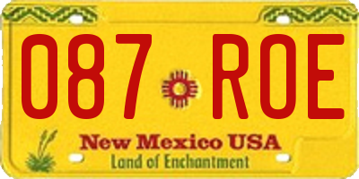 NM license plate 087ROE