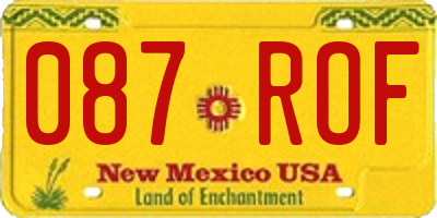 NM license plate 087ROF