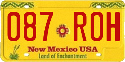 NM license plate 087ROH
