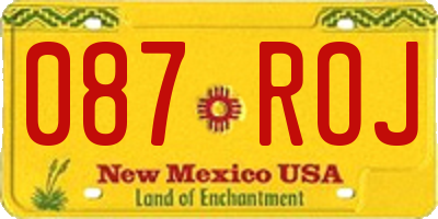 NM license plate 087ROJ