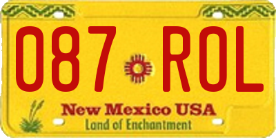 NM license plate 087ROL