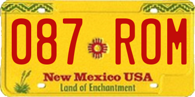 NM license plate 087ROM