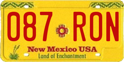 NM license plate 087RON