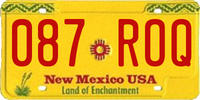 NM license plate 087ROQ