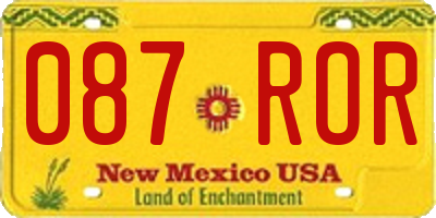 NM license plate 087ROR