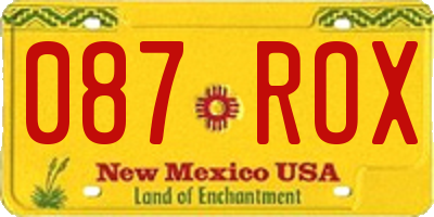 NM license plate 087ROX