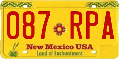 NM license plate 087RPA