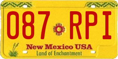 NM license plate 087RPI