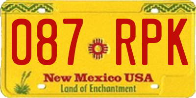 NM license plate 087RPK