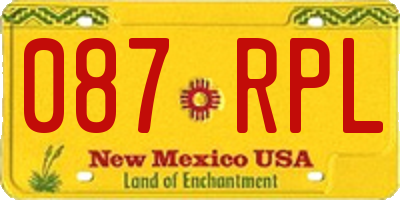 NM license plate 087RPL