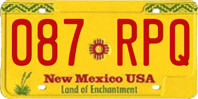 NM license plate 087RPQ