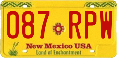 NM license plate 087RPW