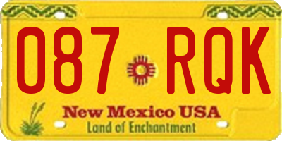 NM license plate 087RQK