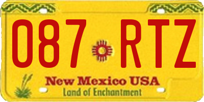 NM license plate 087RTZ