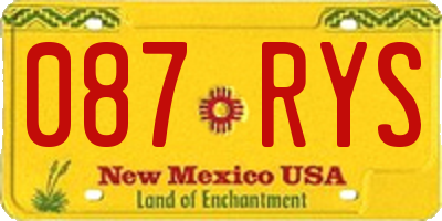 NM license plate 087RYS