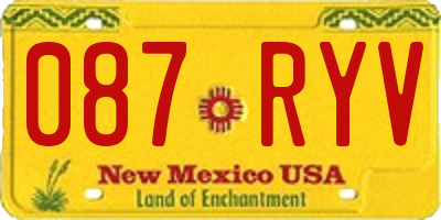 NM license plate 087RYV