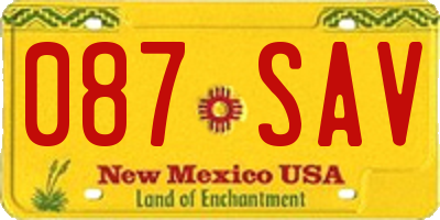 NM license plate 087SAV
