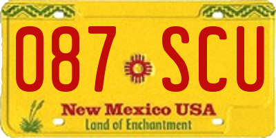NM license plate 087SCU
