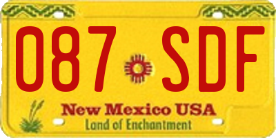 NM license plate 087SDF