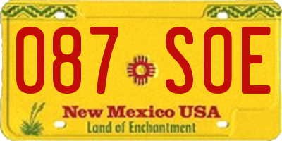 NM license plate 087SOE