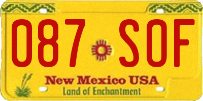 NM license plate 087SOF