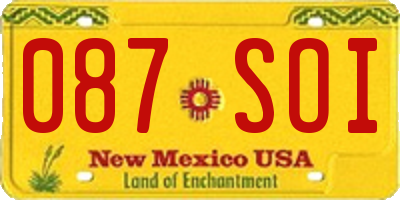 NM license plate 087SOI