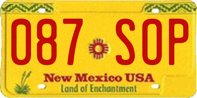 NM license plate 087SOP