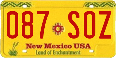 NM license plate 087SOZ