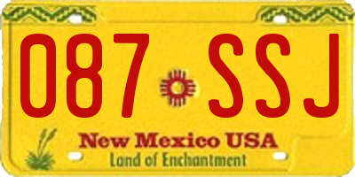 NM license plate 087SSJ