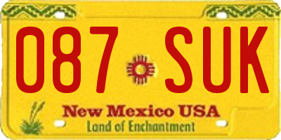 NM license plate 087SUK
