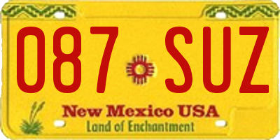 NM license plate 087SUZ