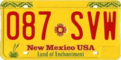 NM license plate 087SVW