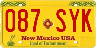 NM license plate 087SYK