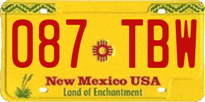 NM license plate 087TBW