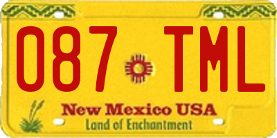 NM license plate 087TML